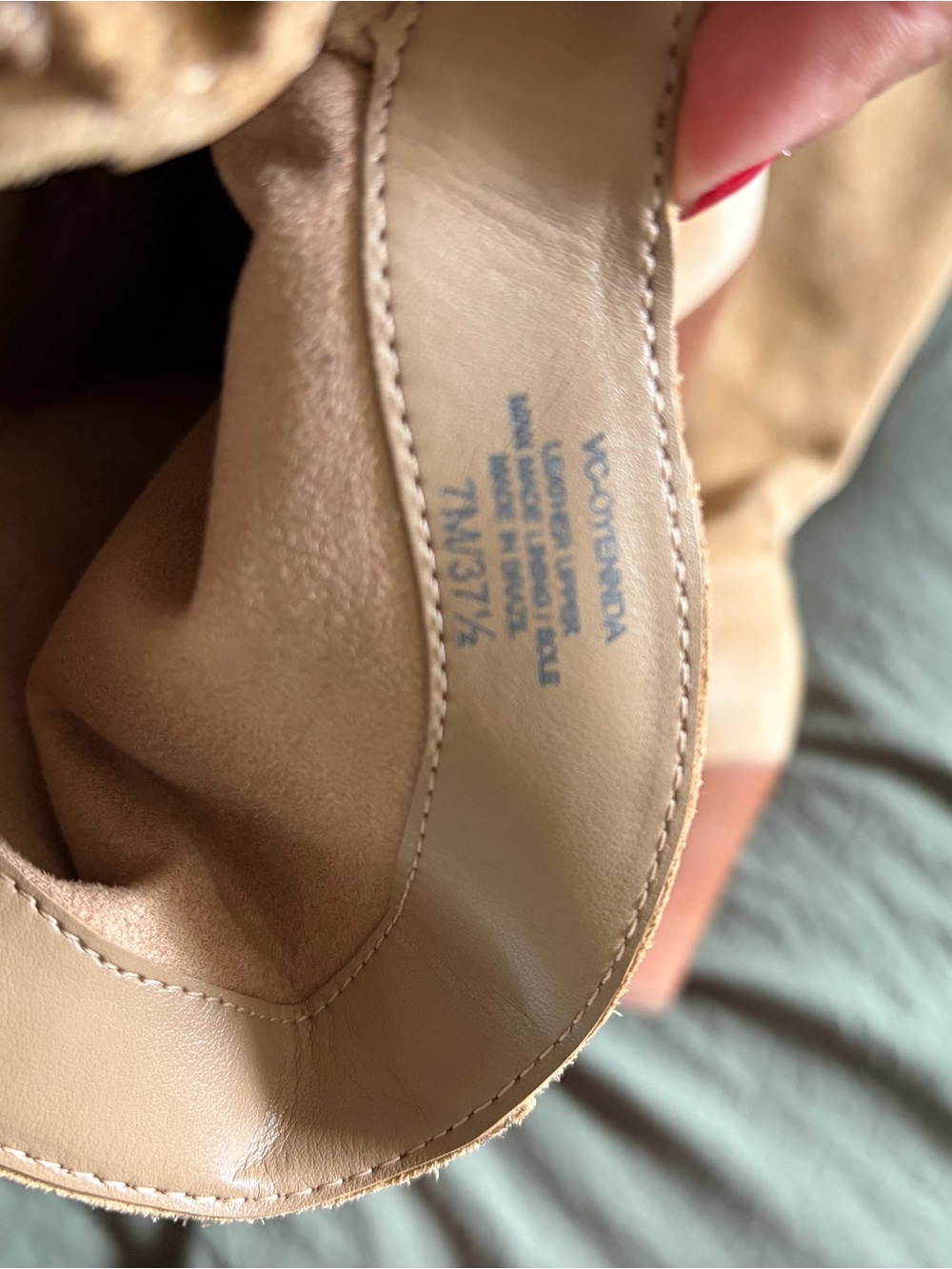 Vince Camuto Tan Suede Knee-High Stacked Heel Boots - Picture 3 of 4